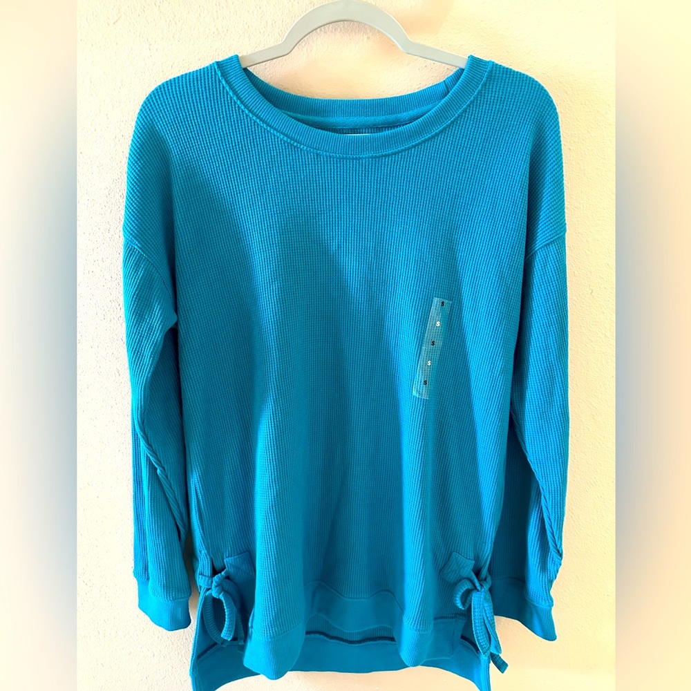 Waffle Knit Pajama Top with Ties at Bottom  - NWT